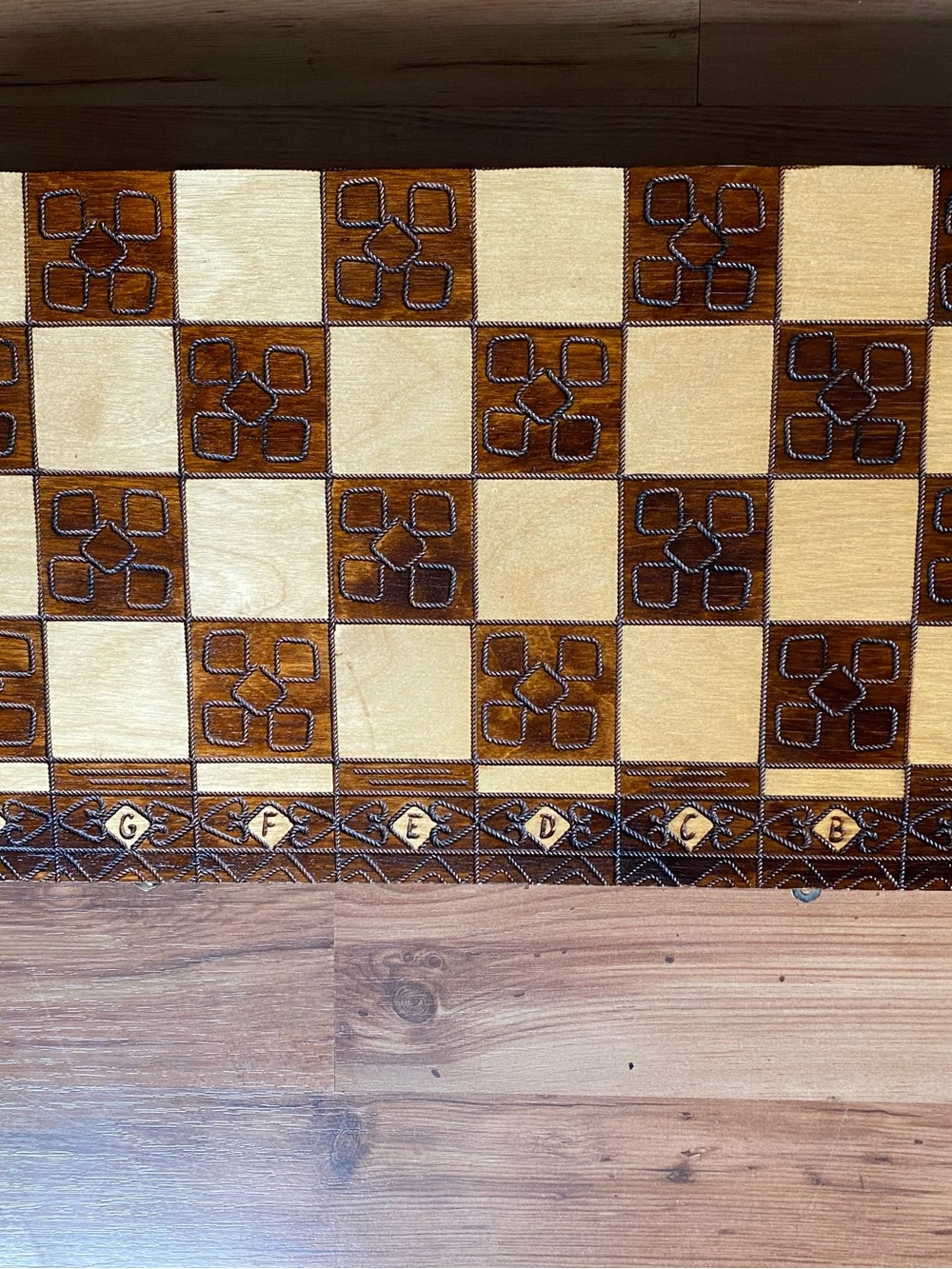 Handcrafted Wooden Chessboard - Brown & Cream